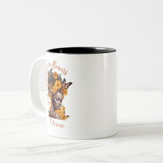 Afrikanischer Amerikaner nur ein Mädchen, das Blum Zweifarbige Tasse (Vorderseite Links)