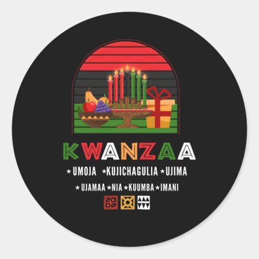 Afrikanischer Amerikaner oder Kwanzaa Kinara oder  Runder Aufkleber (Vorderseite)