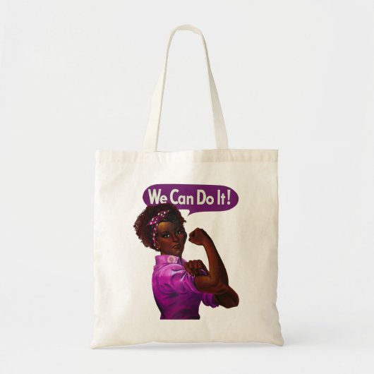 Afrikanischer Amerikaner Rosie, Riveter Black Hist Tragetasche (Vorne)