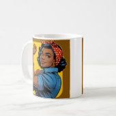 Afrikanischer Amerikaner Rosie The Riveter Kaffeetasse (Vorderseite Links)