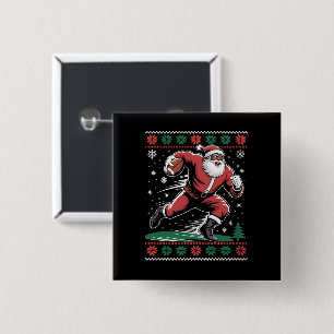 Afrikanischer Amerikaner Santa Football Ugly Weihn Button