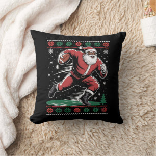 Afrikanischer Amerikaner Santa Football Ugly Weihn Kissen