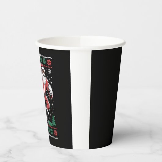 Afrikanischer Amerikaner Santa Football Ugly Weihn Pappbecher (Links)