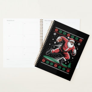 Afrikanischer Amerikaner Santa Football Ugly Weihn Planer