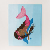 Afrikanischer Amerikaner Schöne Meerjungfrau Jigsa Puzzle (Vertikal)