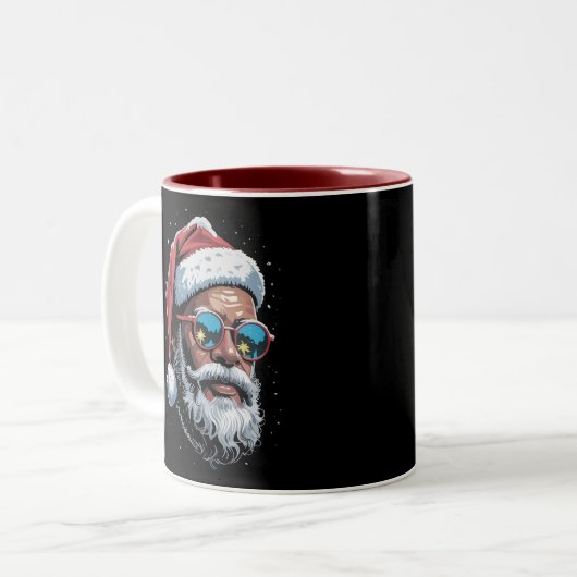 Afrikanischer Amerikaner Weihnachten Pajama Xmas A Zweifarbige Tasse (Vorderseite Links)