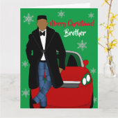 Afrikanischer amerikanischer Bruder frohe Weihnach Karte (Gelbe Blume)