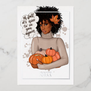Afrikanischer amerikanischer Saisonherbst - Herbst Folien Feiertagskarte
