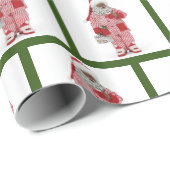 Afrikanischer amerikanischer Weihnachtsmann in PJs Geschenkpapier (Rolleneckpunkt)
