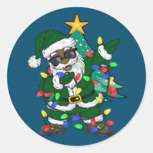 Afrikanischer amerikanischer Weihnachtsmann Ugly C Runder Aufkleber