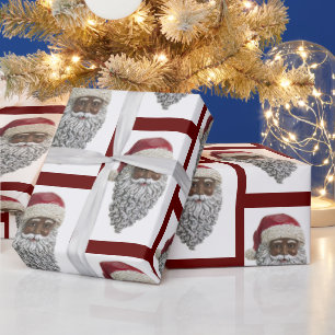 Afrikanischer amerikanischer Weihnachtsmann Weihna Geschenkpapier