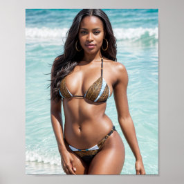 Afrikanischer Bikini-Modell Brown Swimsuit Poster