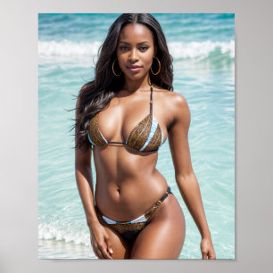 Afrikanischer Bikini-Modell Brown Swimsuit Poster