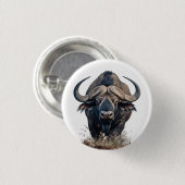 Afrikanischer Büffel Button (Vorne & Hinten)