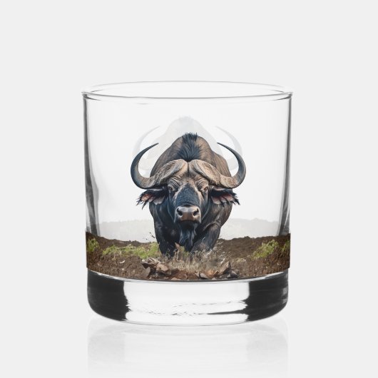 Afrikanischer Büffel Whiskyglas (Vorderseite)