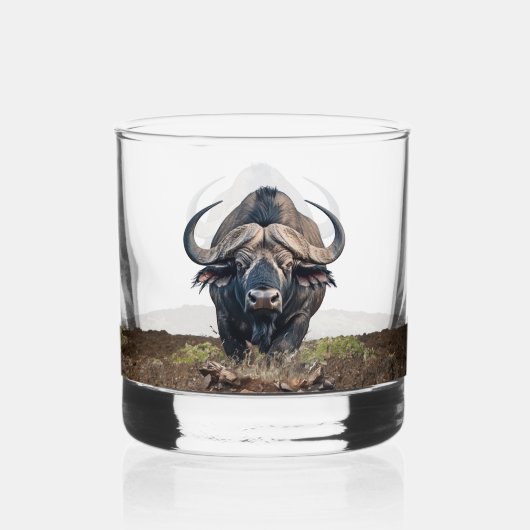 Afrikanischer Büffel Whiskyglas (Rückseite)