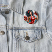 Afrikanischer Cheerleader in Red Watercolor Button (Beispiel)