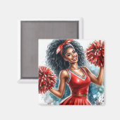 Afrikanischer Cheerleader in Red Watercolor Magnet (Vorderseite/Rückseite)