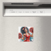 Afrikanischer Cheerleader in Red Watercolor Magnet (In Situ (Geschirrspüler))