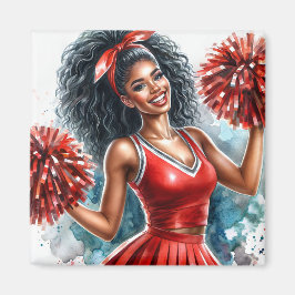 Afrikanischer Cheerleader in Red Watercolor Magnet