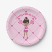Afrikanischer Cheerleader Pink Birthday Party Pappteller (Vorderseite)