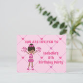 Afrikanischer Cheerleader Pink Birthday Party Postkarte (Stehend Vorderseite)