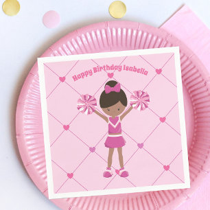 Afrikanischer Cheerleader Pink Birthday Party Serviette