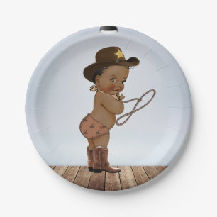 Afrikanischer Cowboy auf dem Weg Babydusche Papier Pappteller