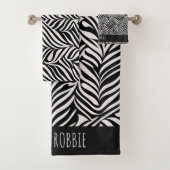 Afrikanischer Damast Subtile Schwarz-weißes Muster Badhandtuch Set (Insitu)