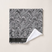 Afrikanischer Damast Subtile Schwarz-weißes Muster Badhandtuch Set (Waschlappen)