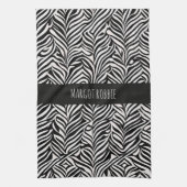 Afrikanischer Damast Subtile Schwarz-weißes Muster Geschirrtuch (Vertikal)