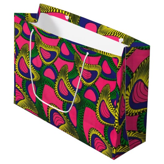 Afrikanischer Druck großer Geschenkbeutel Große Geschenktüte (Vorderseite Schrägansicht)