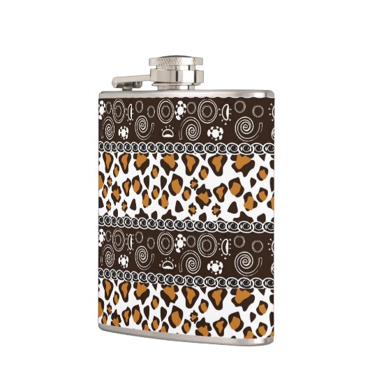 Afrikanischer Druck mit Gepardhautmuster Flachmann (Links)