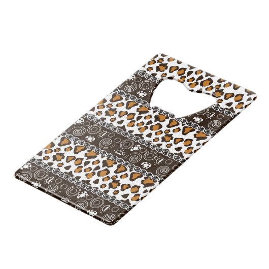 Afrikanischer Druck mit Gepardhautmuster Kreditkartenflaschenöffner (Rückseite Schrägansicht)