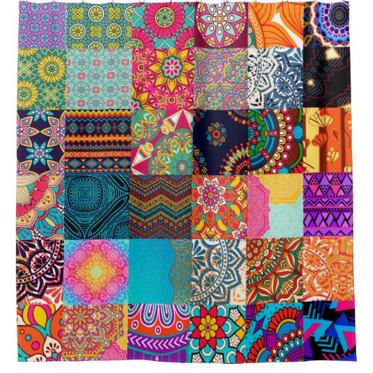 Afrikanischer Duschvorhang Ankara Wax Print Patchw (Vorderseite)