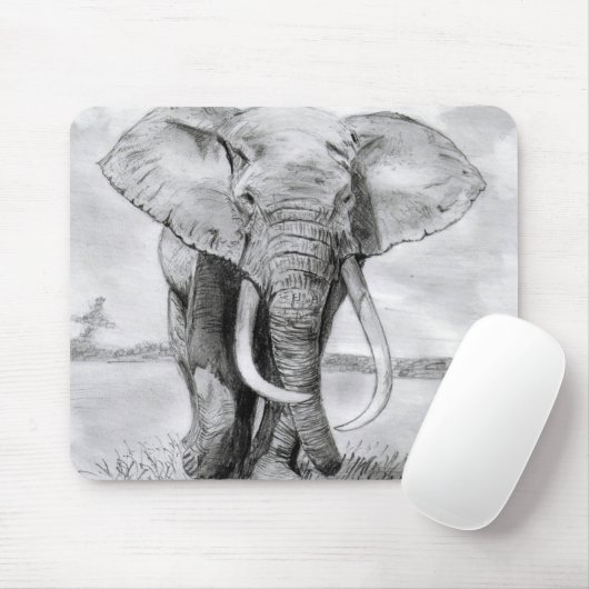 afrikanischer Elefant, der im Bleistiftentwurf Mousepad (Mit Mouse)