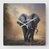 Afrikanischer Elefant - der König - Quadratische Wanduhr (Vorderseite)