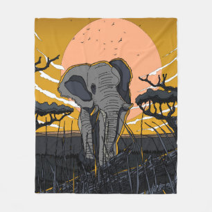 Afrikanischer Elefant Fleecedecke