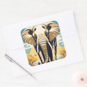 Afrikanischer Elefant glücklich in einer sicheren  Quadratischer Aufkleber (Umschlag)