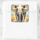 Afrikanischer Elefant glücklich in einer sicheren  Quadratischer Aufkleber (Tasche)