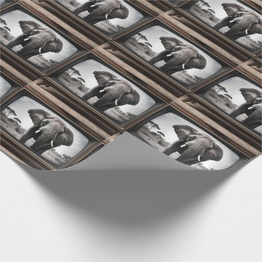 afrikanischer Elefant im analogen Fernsehen, Geschenkpapier (Ecke)