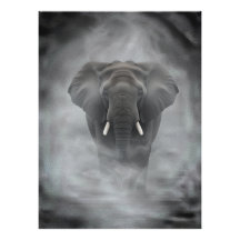 Afrikanischer Elefant im nebligen Dunst Serene Imp