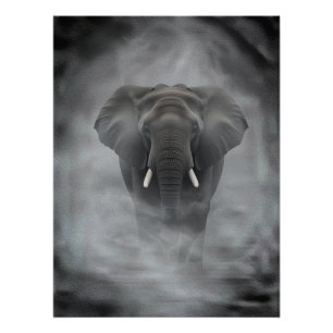 Afrikanischer Elefant im nebligen Dunst Serene Imp Poster