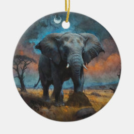 Afrikanischer Elefant in der Abenddämmerung Keramik Ornament