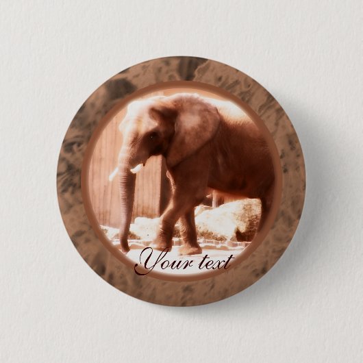 Afrikanischer Elefant-Knopf Button (Vorderseite)