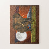 Afrikanischer Elefant mit dem Mond & Mt Kilimanjar Puzzle (Vertikal)