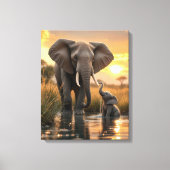 Afrikanischer Elefant mit ihrem Baby-Calf Leinwanddruck (Vorderseite)