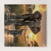Afrikanischer Elefant mit ihrem Baby-Calf Puzzle (Horizontal)