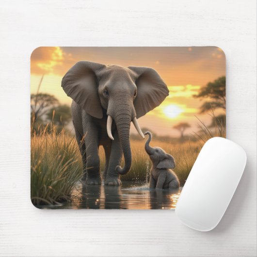 Afrikanischer Elefant mit ihrem Baby Mousepad (Mit Mouse)
