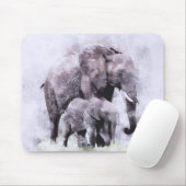 Afrikanischer Elefant mit Wasserfarbe Mousepad (Mit Mouse)